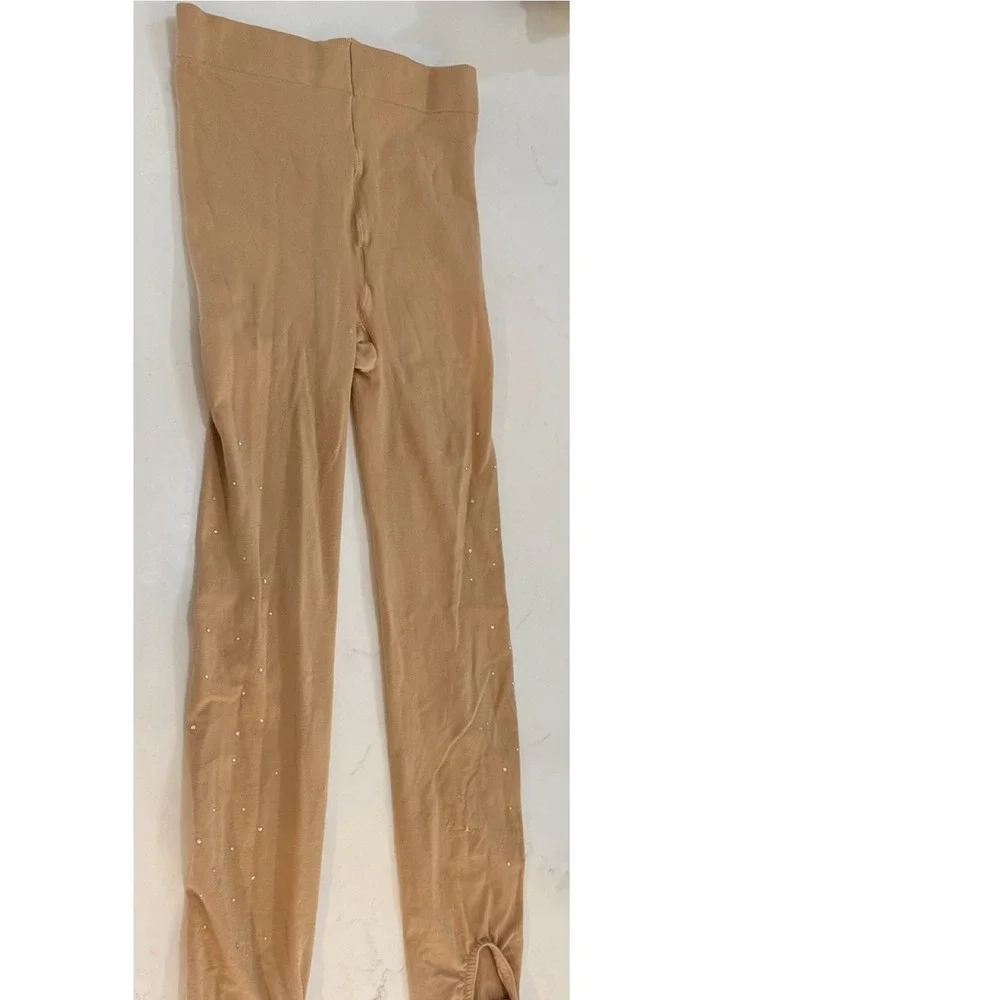 Unbranded Skating Tights Girls 10-14 Nude Good Sparkle Rhinestone Stirrup